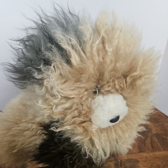 Alpaca Fur Brown, Tan and Cream Teddy Bear Alpaca Wool Fleece Hair Plush Bear - Picture 7 of 8